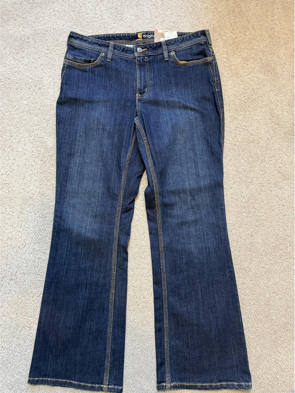 Carhartt Relaxed Fit Jasper Boot Denim Jeans Womens 12 Reg/32x30 Mid Rise